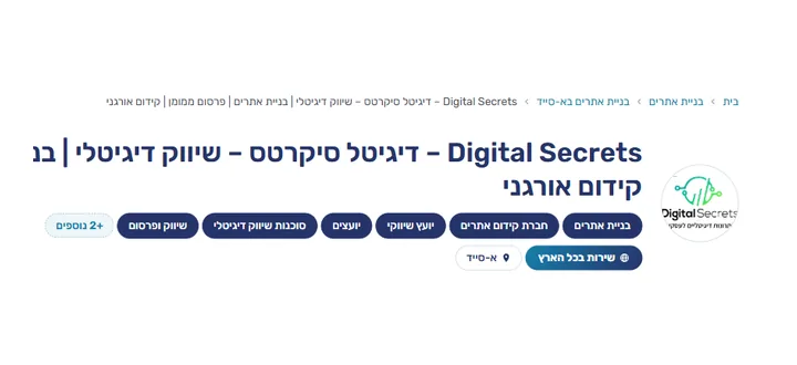 דף העסק של Digital Secrets במאגר